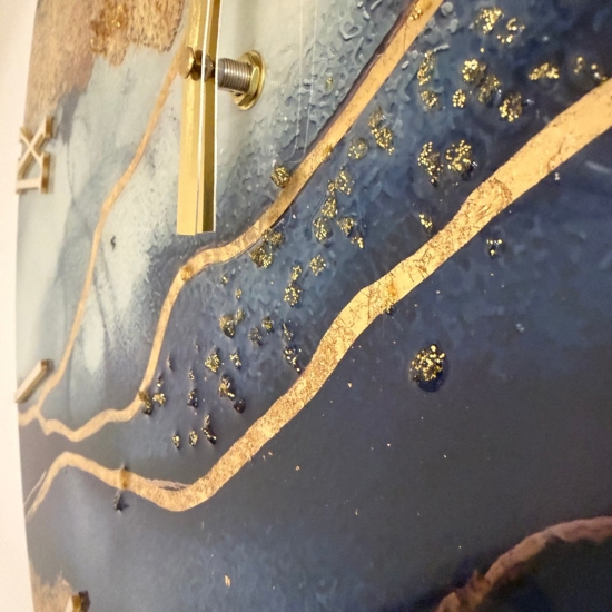 Grande orologio da parete 80cm mediterraneo blu oro rotondo